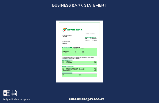 stile verificato Modello di estratto conto di controllo della società Seven Bank